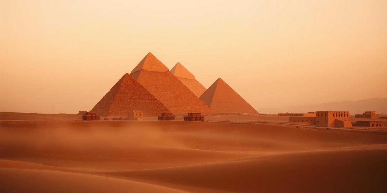 Pyramids of Giza at golden hour
